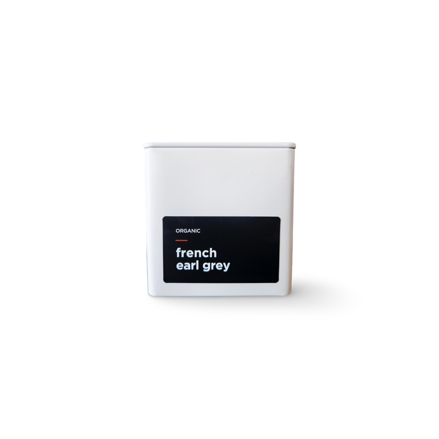 Monimo french earl grey – premium black tea hand-packed in Australia in reusable medium-size white tin.