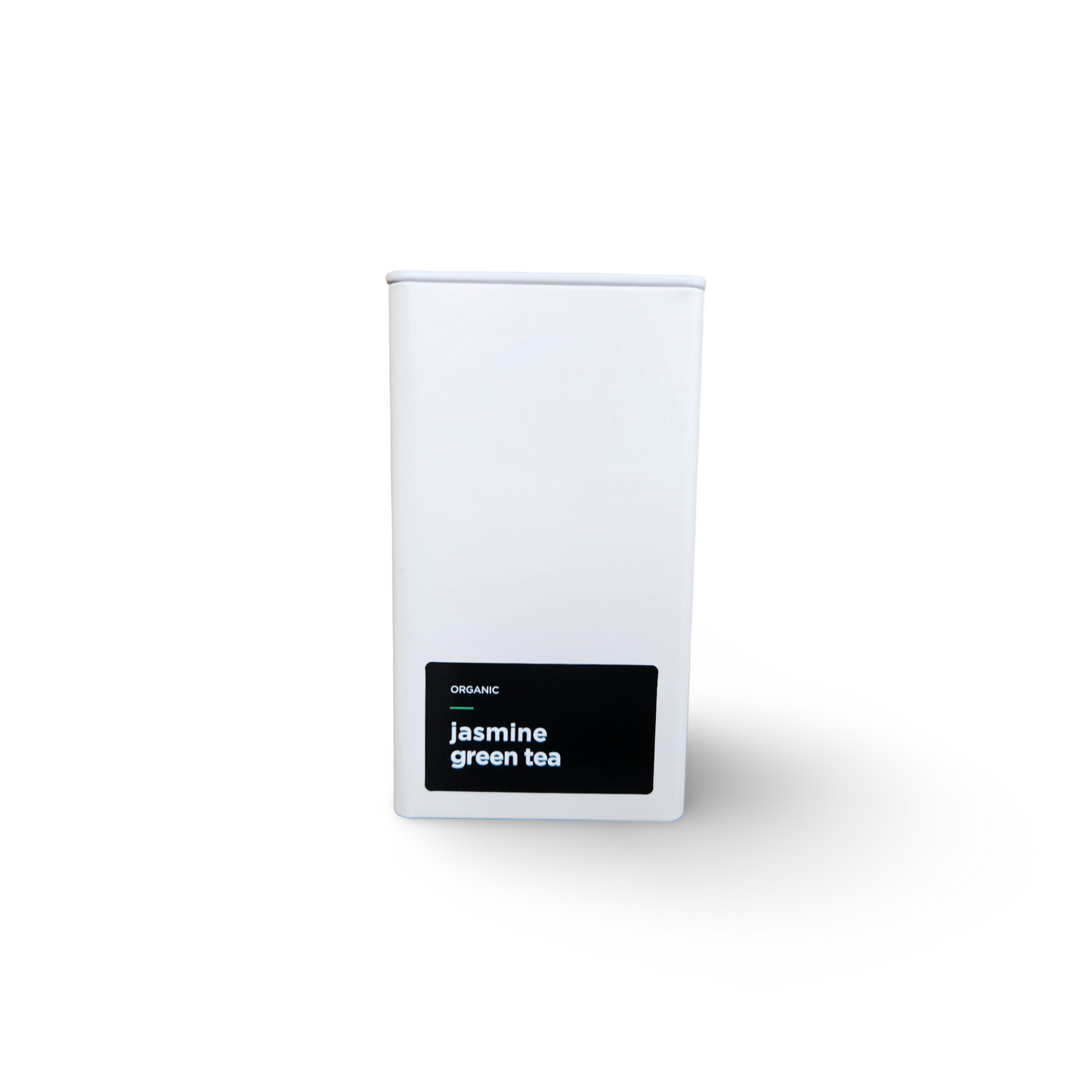 Monimo Jasmine Green – premium green tea hand-packed in Australia in reusable large-size white tin.