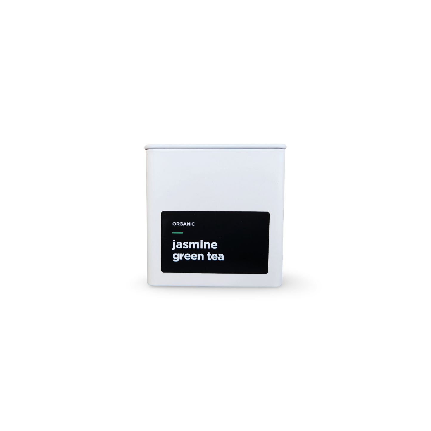 Monimo Jasmine Green – premium green tea hand-packed in Australia in reusable medium-size white tin.