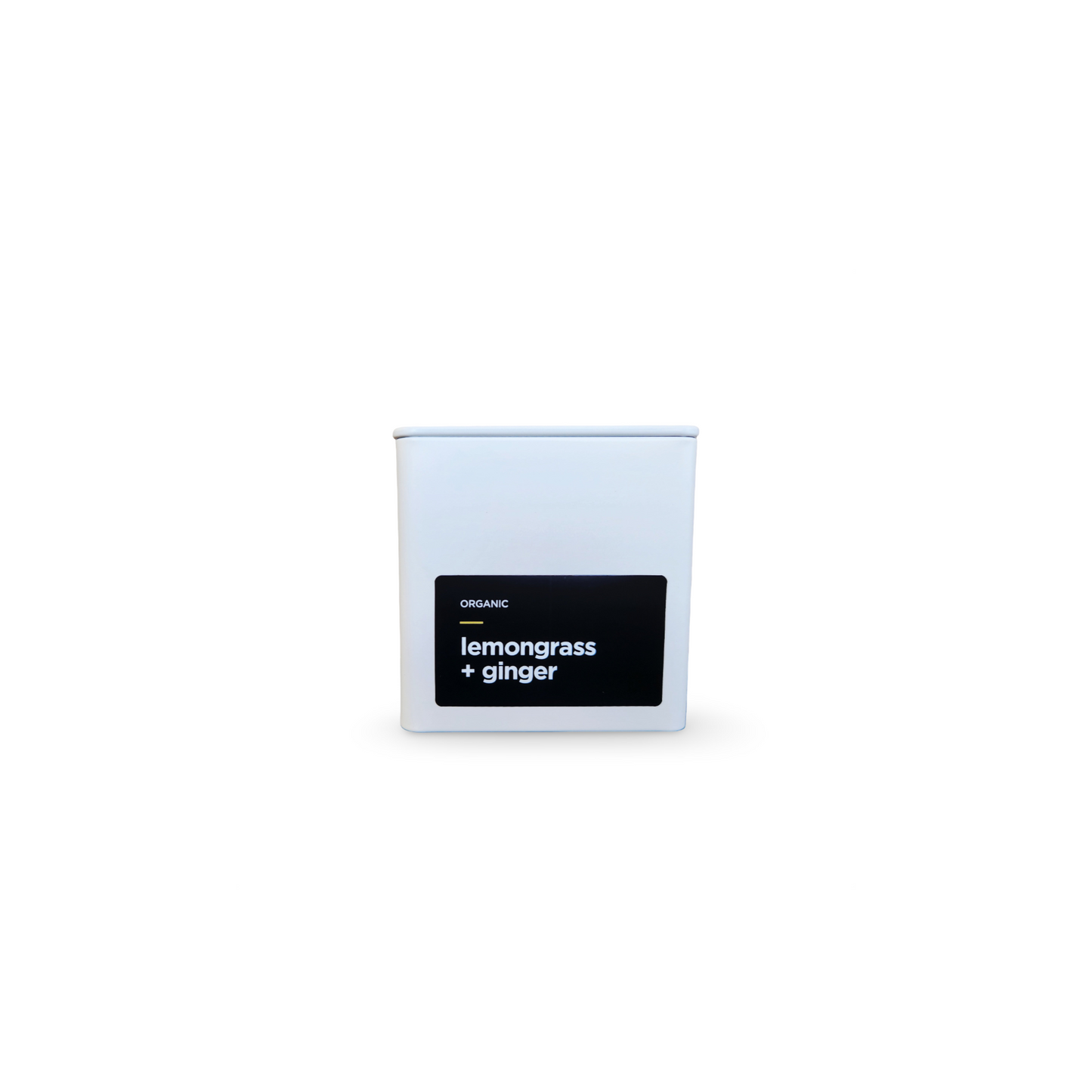 Monimo Lemongrass and Ginger – premium herbal tea hand-packed in Australia in reusable medium-size white tin.