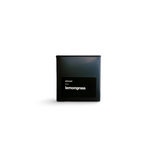 Monimo lemongrass – premium herbal tea hand-packed in Australia in reusable medium-size black tin.