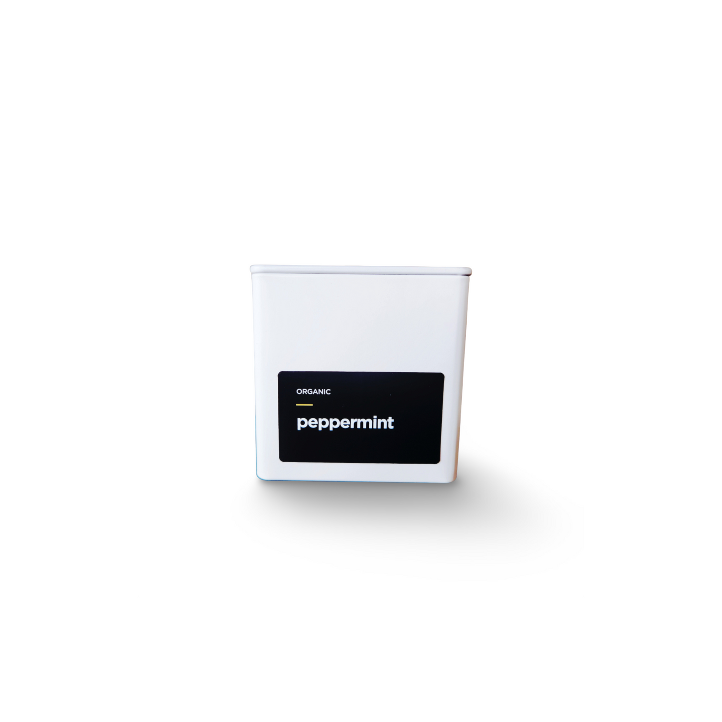 Monimo Peppermint – premium herbal tea hand-packed in Australia in reusable medium-size white tin.