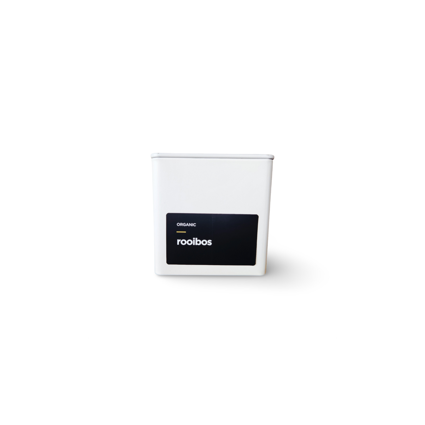 Monimo Rooibos – premium tea hand-packed in Australia in reusable medium-size white tin.